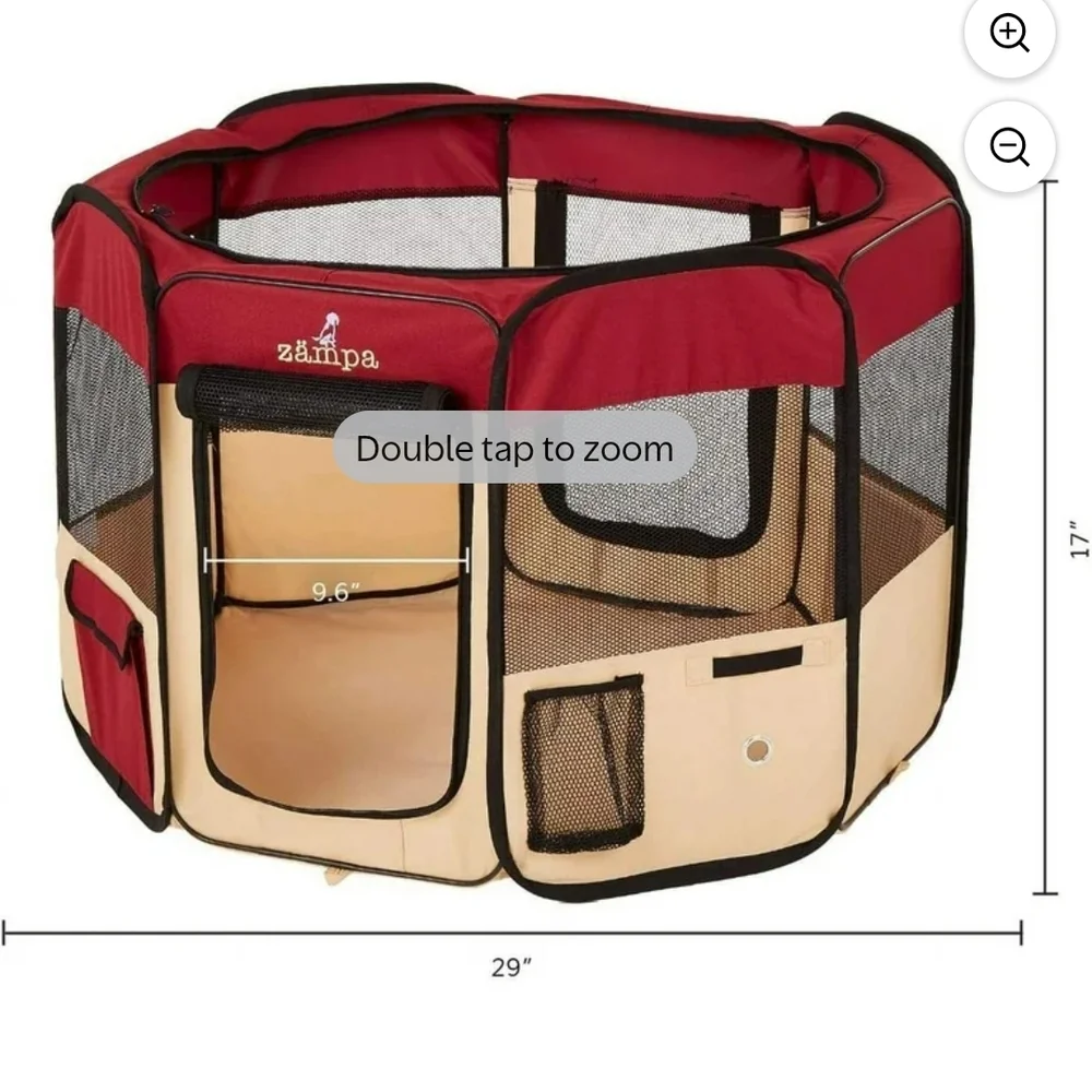 Zampa Portable Foldable Pet Playpen.  Portability: Features a foldab